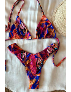 Biquini top cortininha + cueca asa delta floral