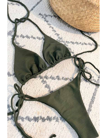 Biquini de laços verde seco