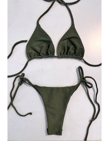 Biquini de laços verde seco