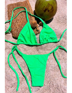 Biquini top triângulo + cueca de atar verde 2