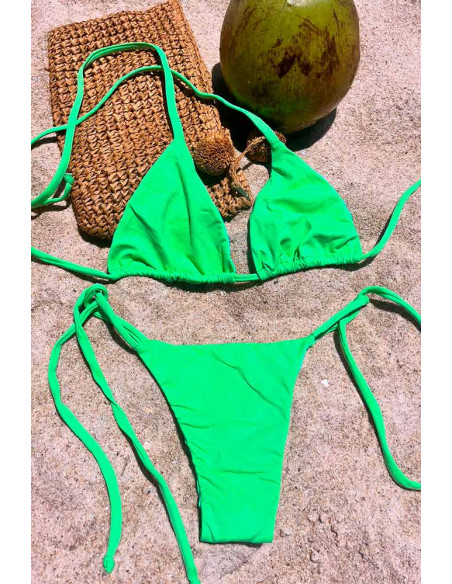 Biquini top triângulo + cueca de atar verde
