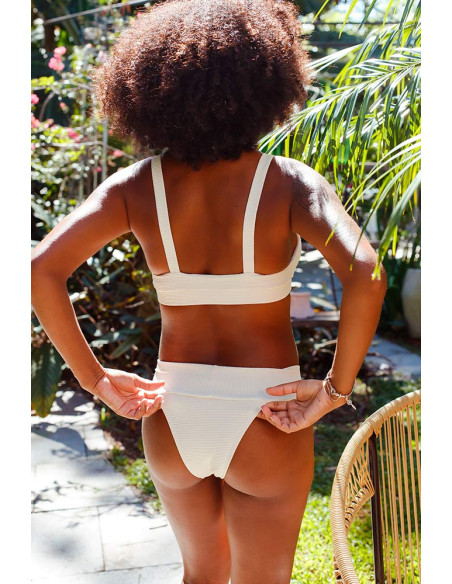 Biquini pérola cueca subida canelado