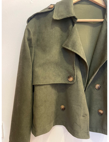 Jaqueta Cropped Verde Militar Feminina