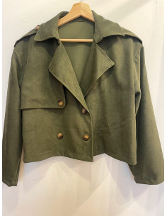 Jaqueta Cropped Verde Militar Feminina 2