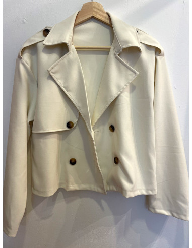 Jaqueta Cropped Feminina Off White