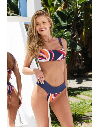 Biquíni Atlântico Multicolor com Top Reto e...