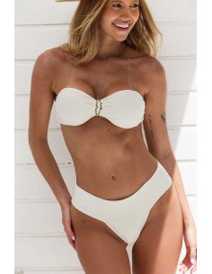 Biquíni Pérola Aurora visto de costas com top cai-cai e cueca cintura média Geko Bikinis