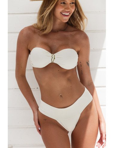 Biquíni Pérola Aurora visto de costas com top cai-cai e cueca cintura média Geko Bikinis