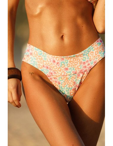 ueca de cintura média estampada Candy Leopard pastel Geko Bikinis