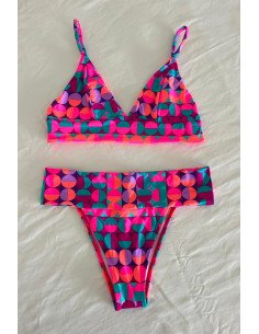 Biquíni Tropicália com top com base e cueca de cintura média Geko Bikinis