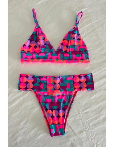 Biquíni Tropicália com top com base e cueca de cintura média Geko Bikinis