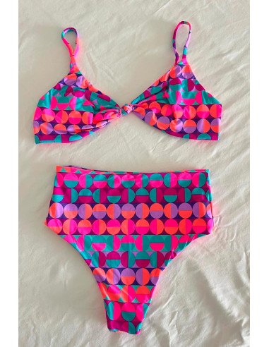 Biquíni Tropicália com top nó e cueca de cintura subida Geko Bikinis
