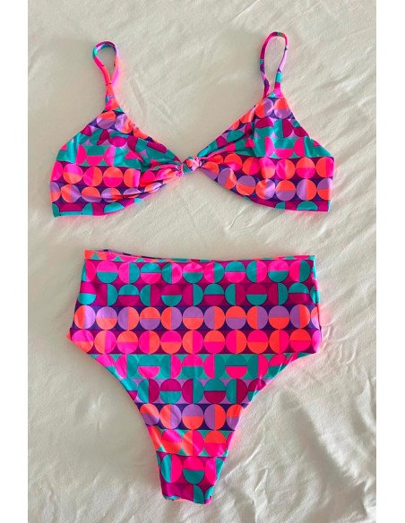Biquíni Tropicália com top nó e cueca de cintura subida Geko Bikinis
